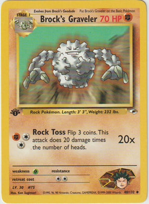 Brock's Graveler 1 Edition 40/132 Gym Heroes - Englisch - Light Played - Played