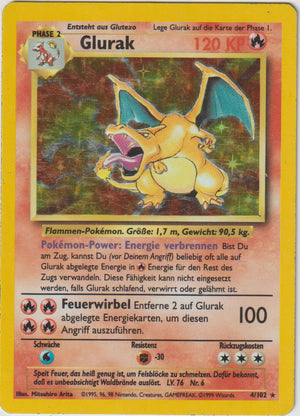 Glurak Holo 4/102 Base Set - Deutsch - Heavy Played