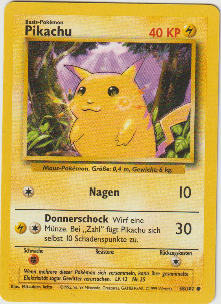 Pikachu 58/102 Base Set - Deutsch - Good