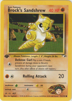 Brock's Sandshrew 1 Edition 71/132 Gym Heroes - Englisch - Good