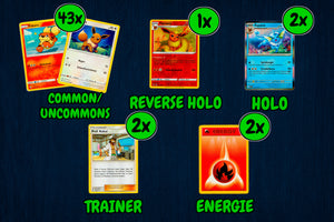 50 Verschiedene Pokemon Karten Set Deutsch - 50 Stück Karten Set - 2 Holo Karten + 1 Reverse Holo Karte - Pokemonkarten