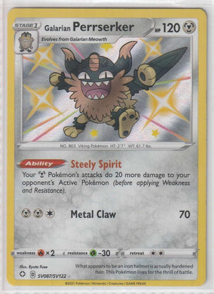 Galarian Perserker Shiny SV087/SV122 Glänzendes Schicksal Shiny - Englisch - Near Mint
