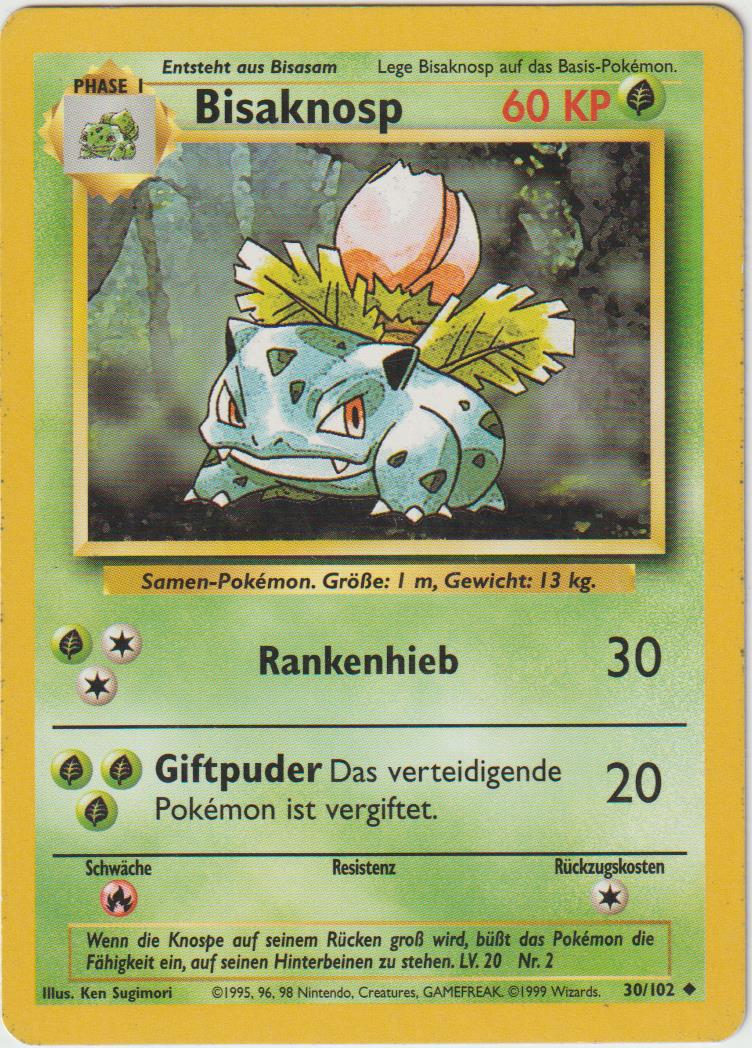 Bisaknosp 30/102 Base Set - Deutsch - Excellent - Good