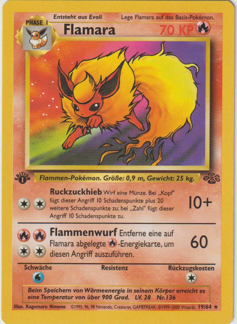 Flamara (Rare) 19/64 1 Edition Dschungel Jungle - Deutsch - Light Played