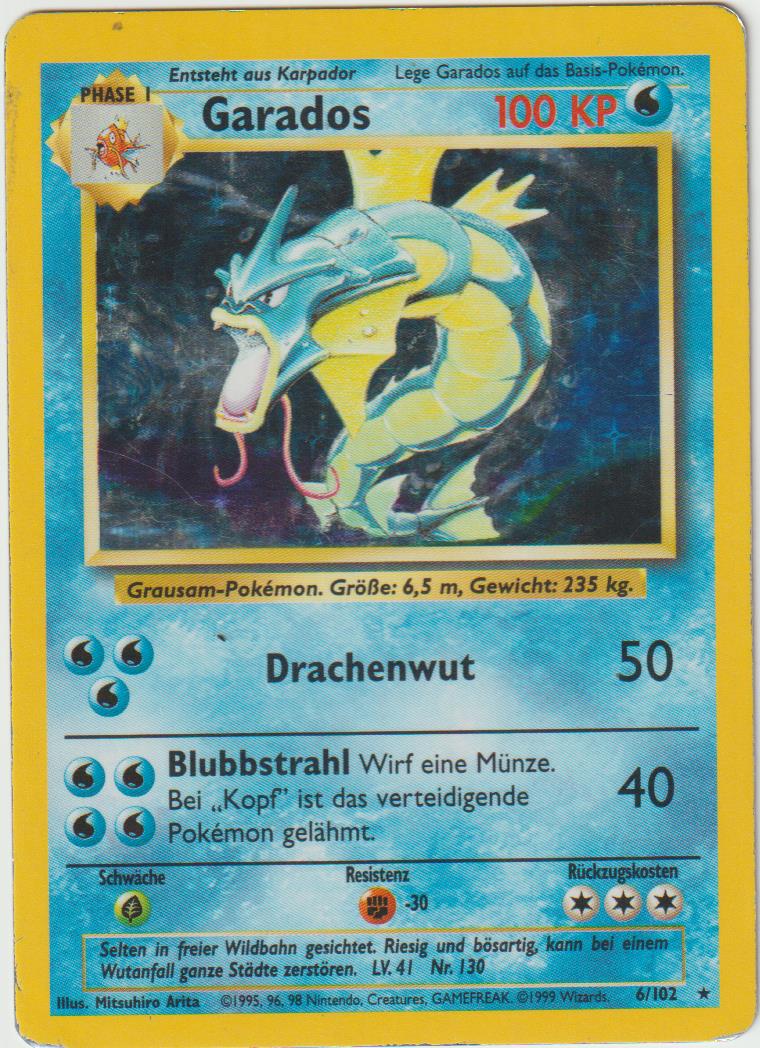 Garados Holo 6/102 Base Set - Deutsch - Damaged