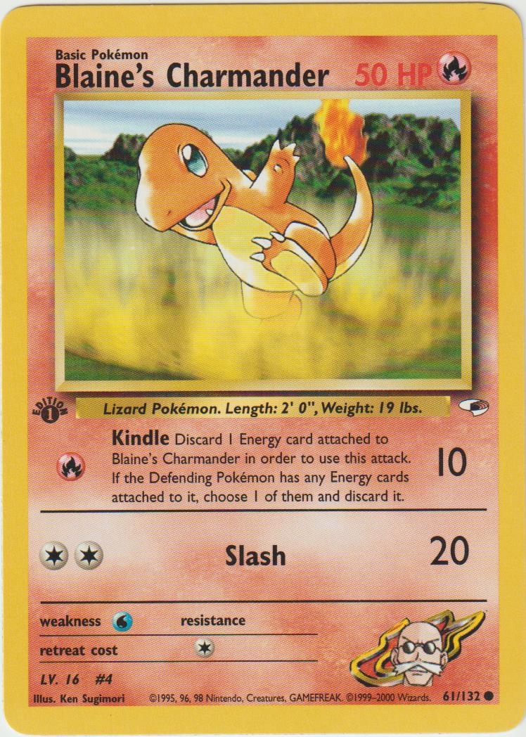 Blaine&#39;s Charmander 1 Edition 61/132 Gym Heroes - Englisch - Good