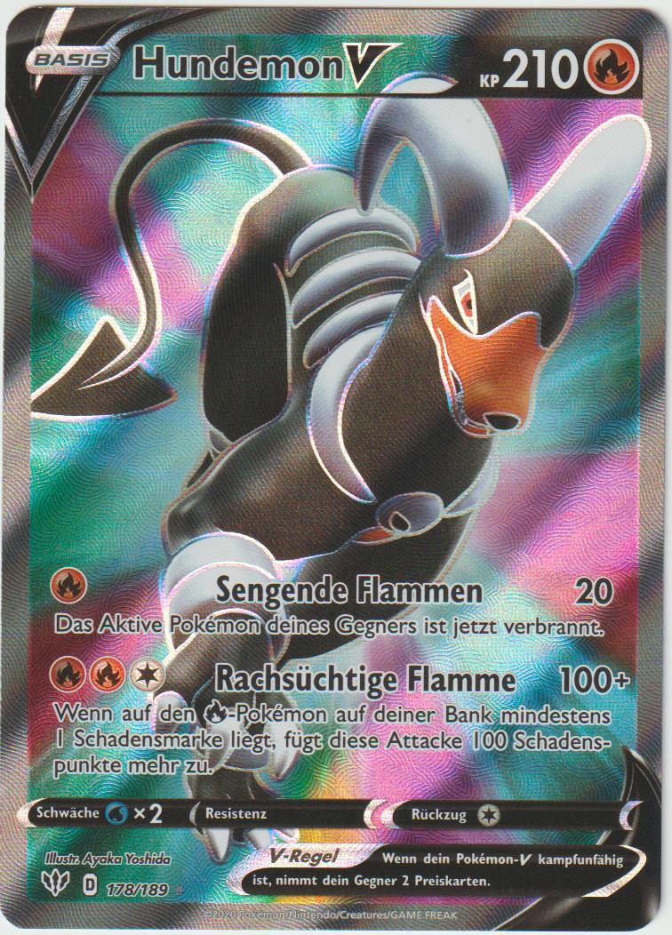 Hundemon V 178/189- Schwert &amp; Schild - Flammende Finsternis - Deutsch - Near Mint