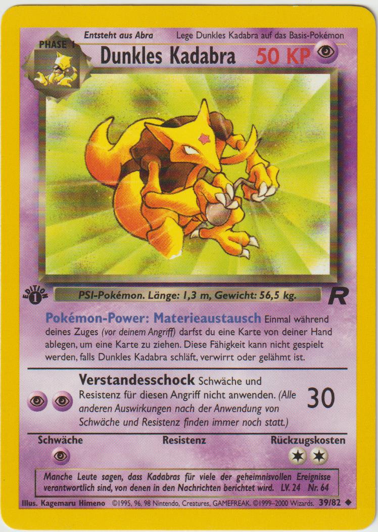 Dunkles Kadabra 1 Edition 39/82 Tem Rocket - Deutsch - Light Played