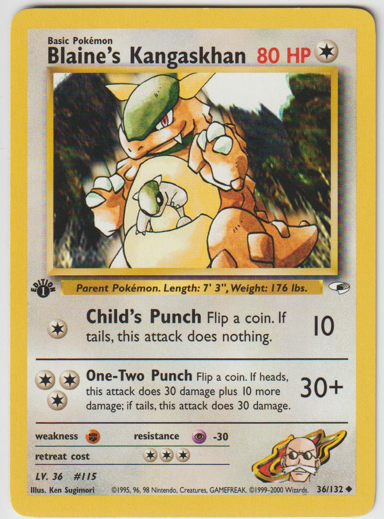 Blaine&#39;s Kangaskhan1 Edition 36/132 Gym Heroes - Englisch - Excellent - Good