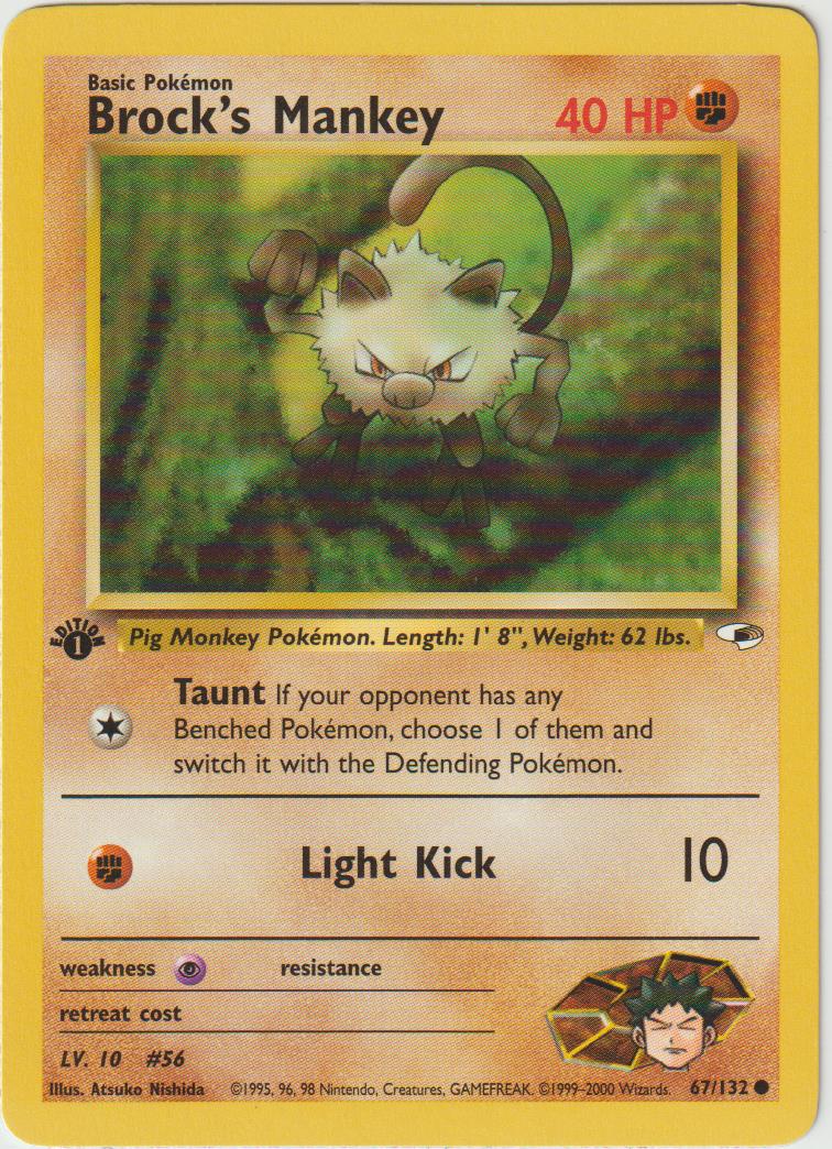 Brock&#39;s Mankey 1 Edition 67/132 Gym Heroes - Englisch - Good