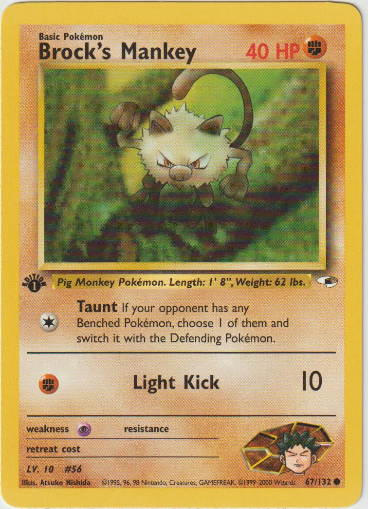 Brock's Mankey 1 Edition 67/132 Gym Heroes - Englisch - Good