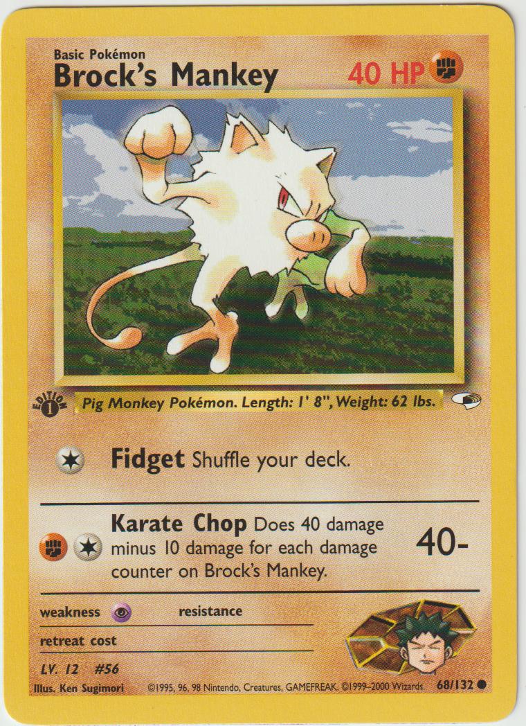 Brock&#39;s Mankey 1 Edition 69/132 Gym Heroes - Englisch - Good