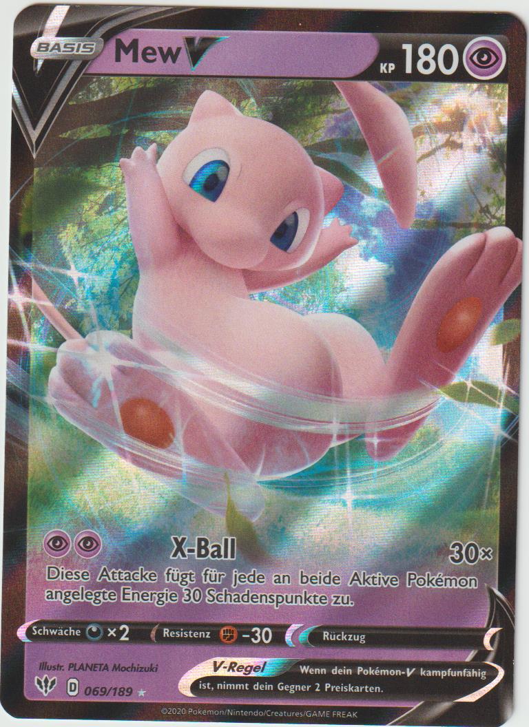 Mew V 069/189 - Schwert &amp; Schild - Flammende Finsternis - Deutsch - Near Mint