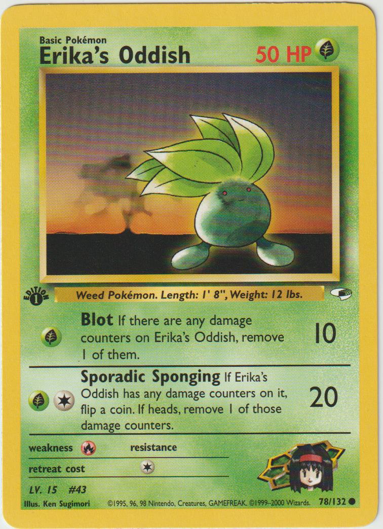 Erika&#39;s Oddish 1 Edition 78/132 Gym Heroes - Englisch- Good