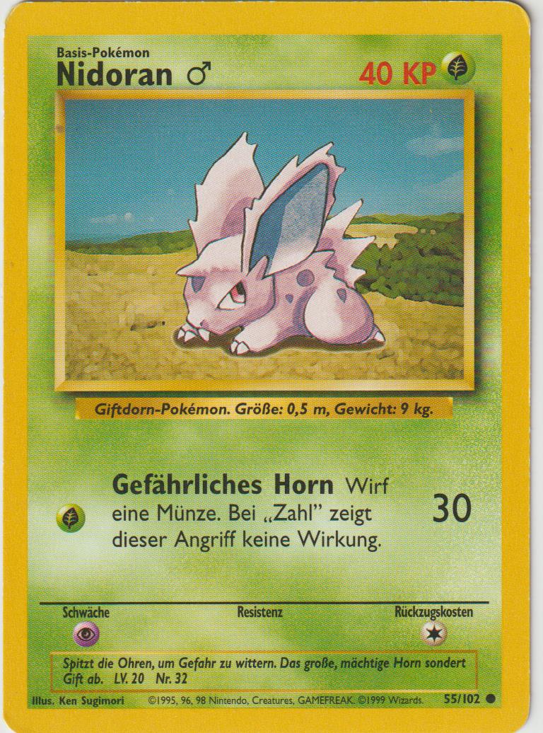 Nidoran M 55/102 Base Set - Deutsch - Light Played