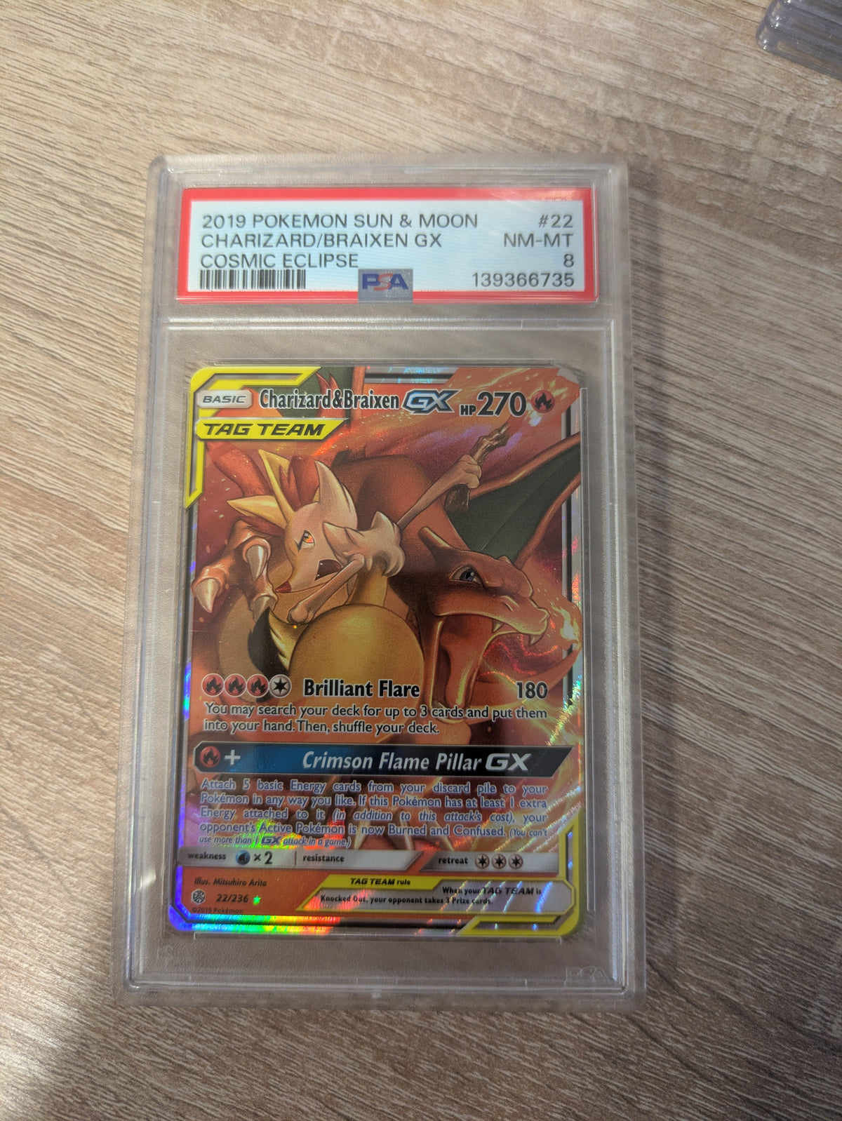 Charizard Braixen GX 22/216 PSA 8 - Englisch