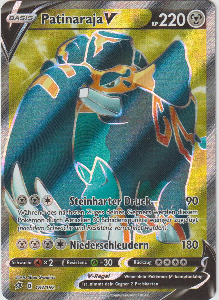 Patinaraja V 187/192 Full Art - Schwert &amp; Schild - Clash der Rebellen - Deutsch - Near Mint
