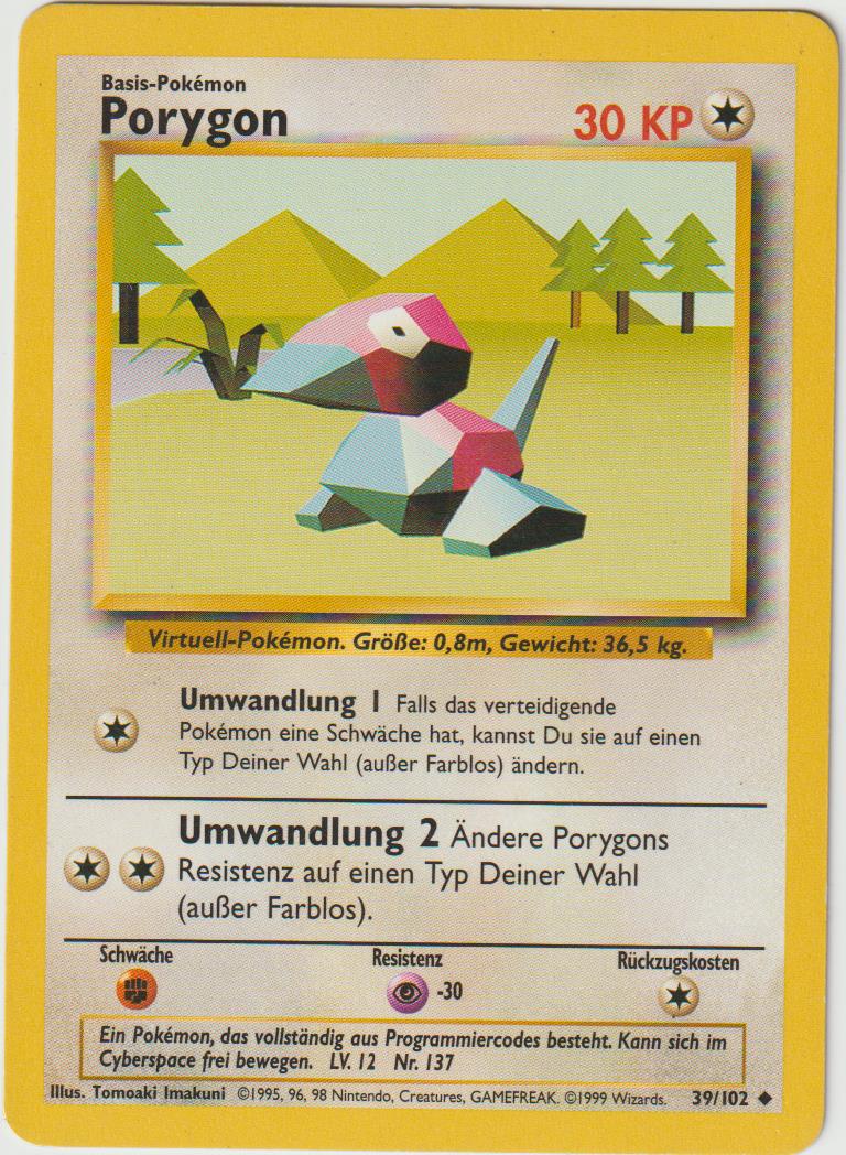 Porygon 39/102 Base Set - Deutsch - Good