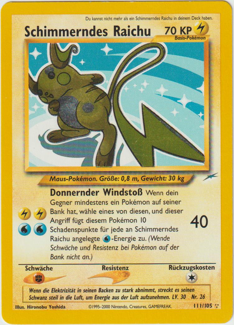 Schimmerndes Raichu 111/105 Neo Destiny - Deutsch - Good