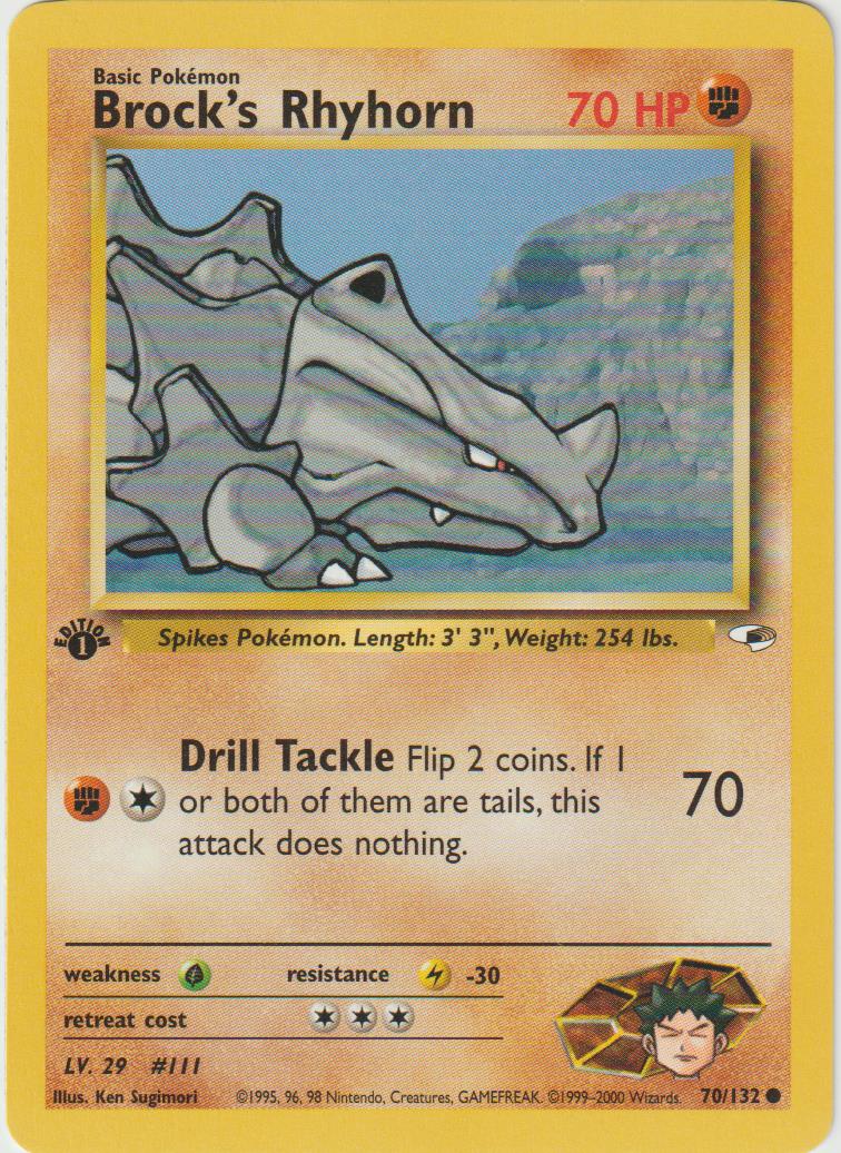 Brock's Rhyhorn 1 Edition 70/132 Gym Heroes - Englisch - Good