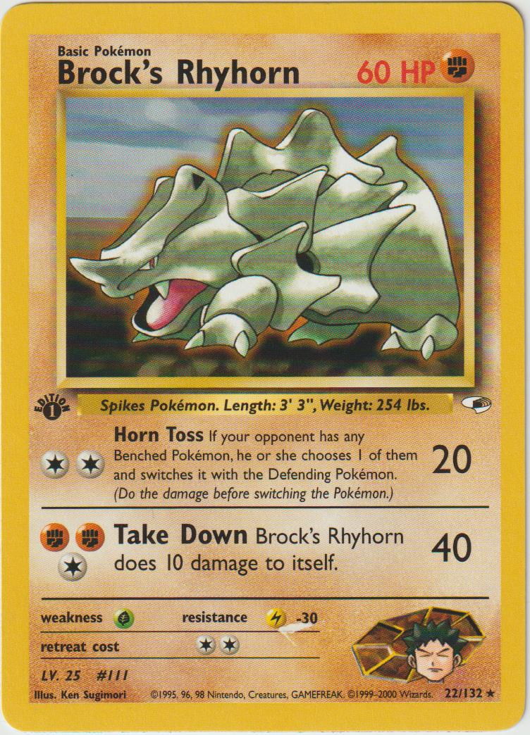 Brock's Rhyhorn 1 Edition 22/132 Gym Heroes - Englisch - Good