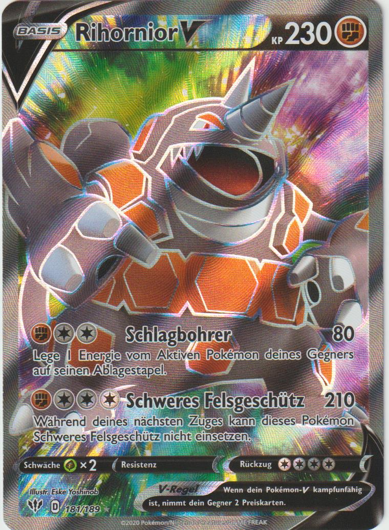 Rihornior V 181/189- Schwert &amp; Schild - Flammende Finsternis - Deutsch - Near Mint