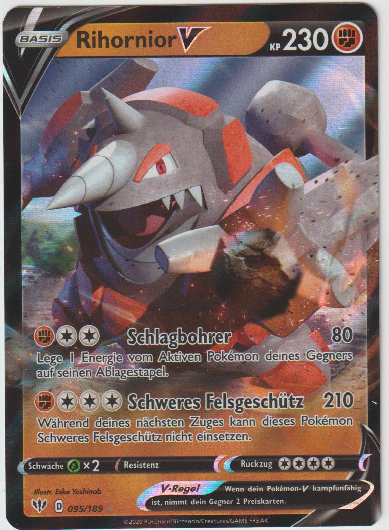Rihornior V 095/189 - Schwert &amp; Schild - Flammende Finsternis - Deutsch - Near Mint