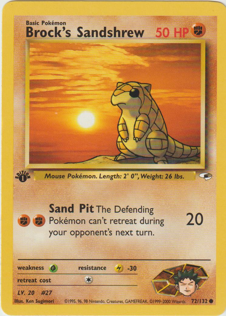 Brock&#39;s Sandshrew 1 Edition 72/132 Gym Heroes - Englisch - Excellent - Good