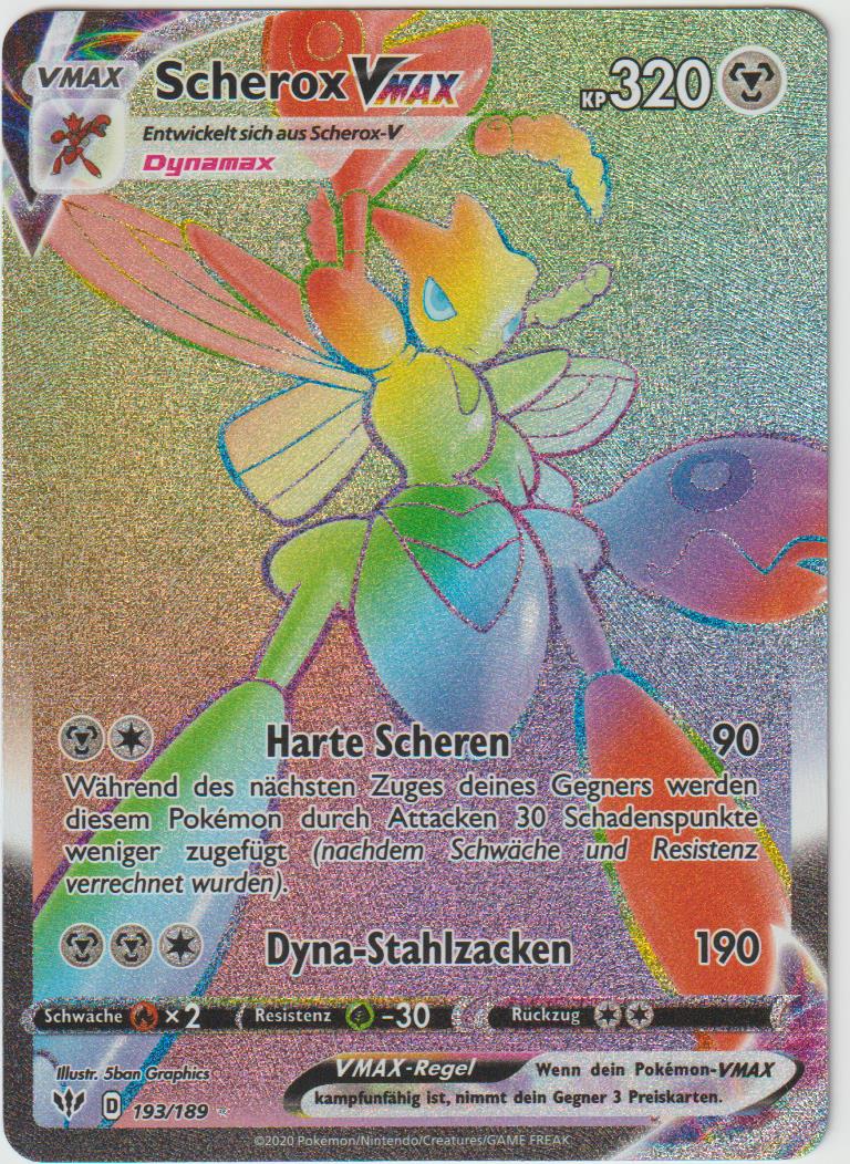 Scherox VMAX 195/189- Schwert &amp; Schild - Flammende Finsternis - Deutsch - Near Mint