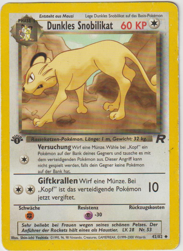 Dunkles Snobilikat 1 Edition 50/82 Team Rocket- Deutsch - Damaged