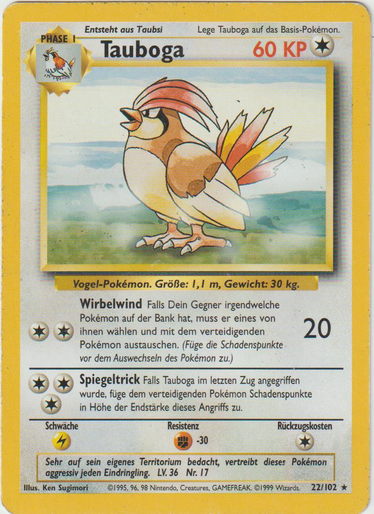 Tauboga 22/102 Base Set - Deutsch - Light Played