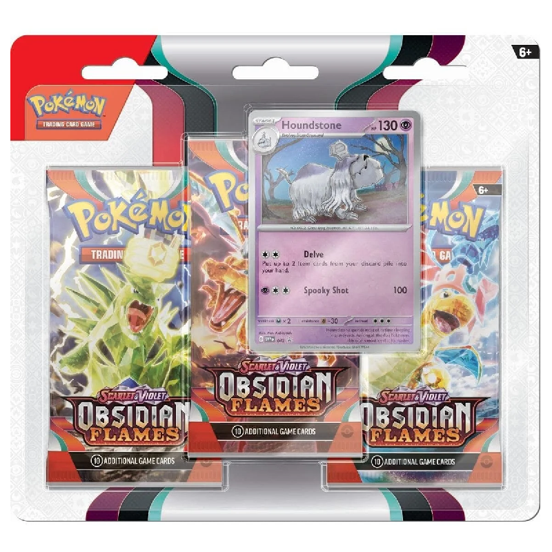 Obsidian Flames 3-pack Blister Eevee / Houndstone (Englisch)  - Vorbestellung 11.08*
