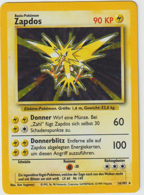 Copy of Zapdos  Holo 16/102 Base Set - Deutsch - Played