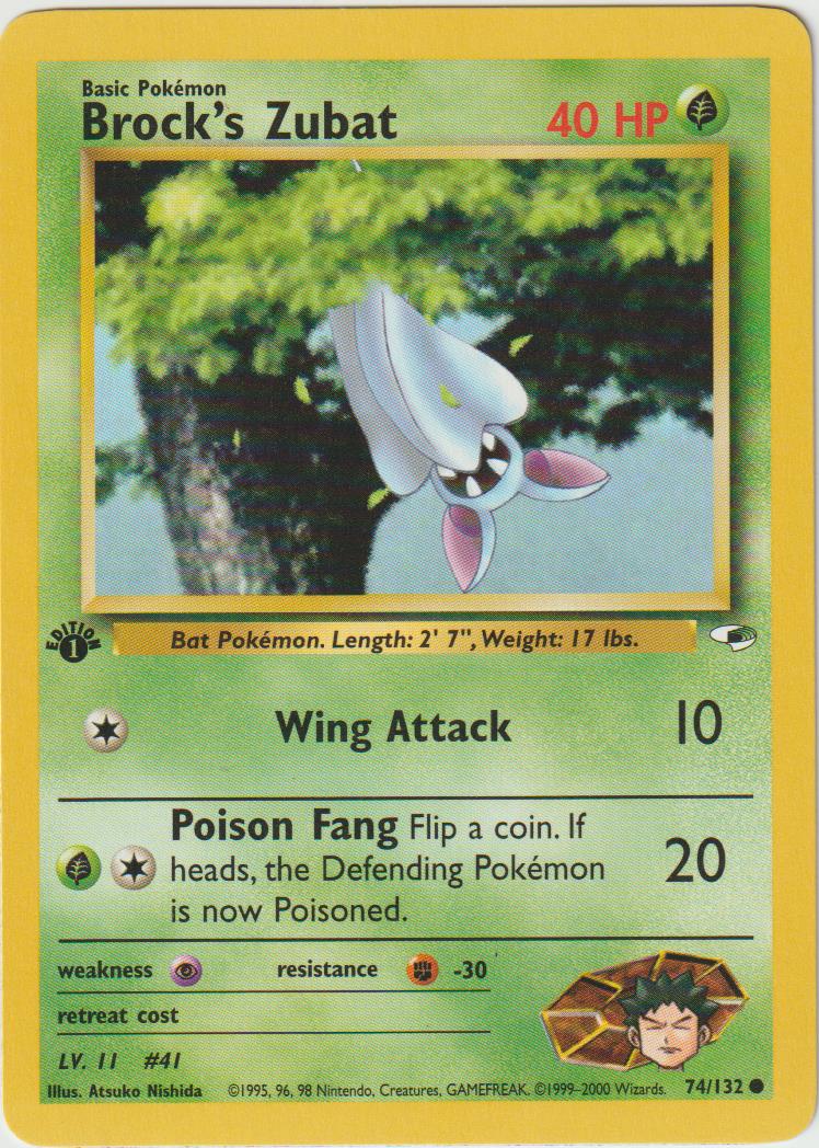 Brock&#39;s Zubat 1 Edition 74/132 Gym Heroes - Englisch - Excellent - Good