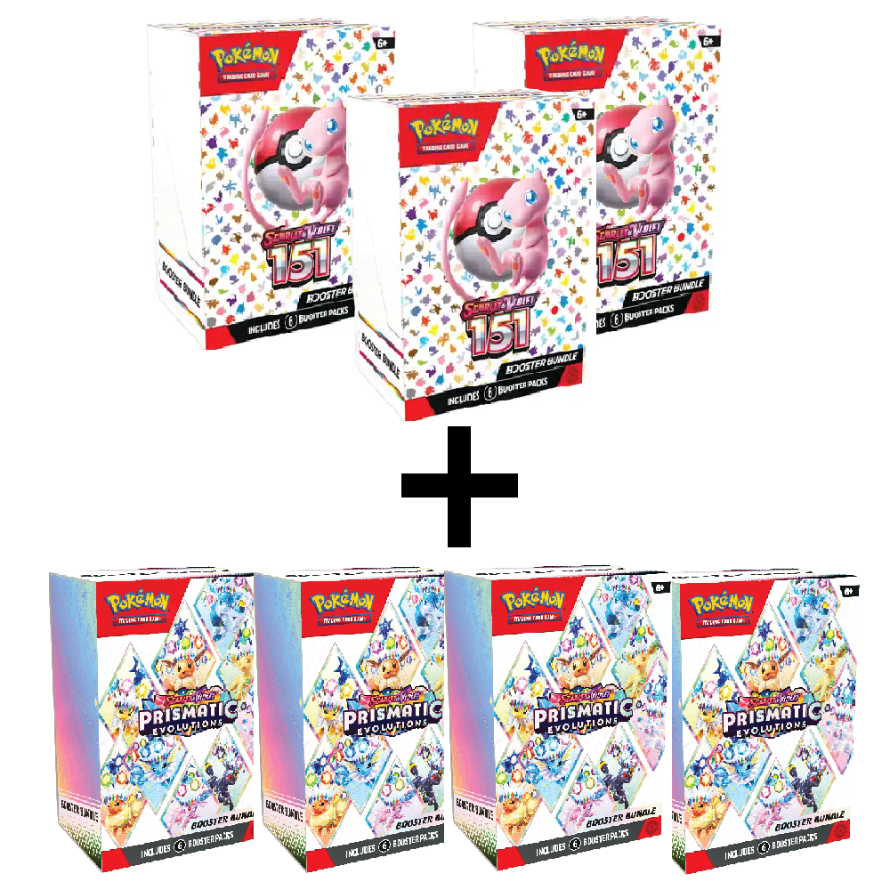 3x 151 Booster Bundle (Englisch) + 4 x Prismatic Evolutions Bundle (Englisch)