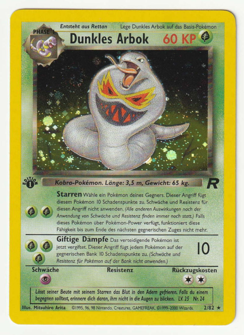 Dunkles Arbok 1 Edition Holo 2/82 Team Rocket - Deutsch - Near Mint (SWIRL)