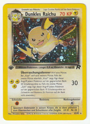 Dunkles Raichu 1 Edition Holo  83/82 Team Rocket - Deutsch - Near Mint