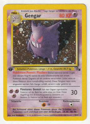 Gengar 1 Edition Holo 5/62 Fossil - Deutsch - Excellent - Near Mint