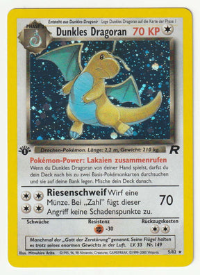 Dunkles Dragoran 1 Edition Holo 5/82 Team Rocket - Deutsch - Excellent - Near Mint