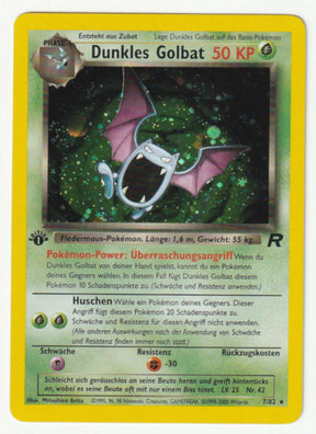 Dunkles Golbat 1 Edition Holo 7/82 Team Rocket - Deutsch - Near Mint