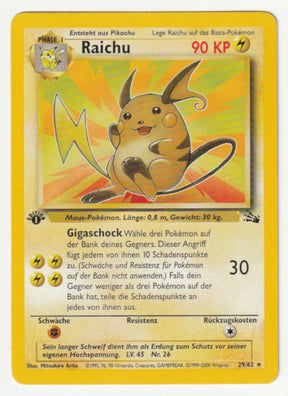 Raichu  1 Edition (Rare) 29/62 Fossil - Deutsch - Near Mint