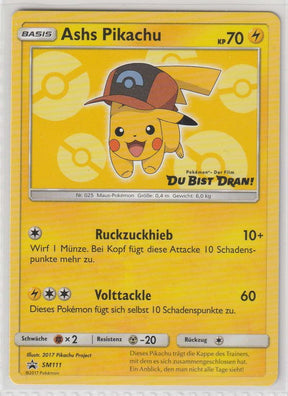 Ashs Pikachu SM111 Film "Du bist Dran" Black Star Promo  - Deutsch - Near Mint