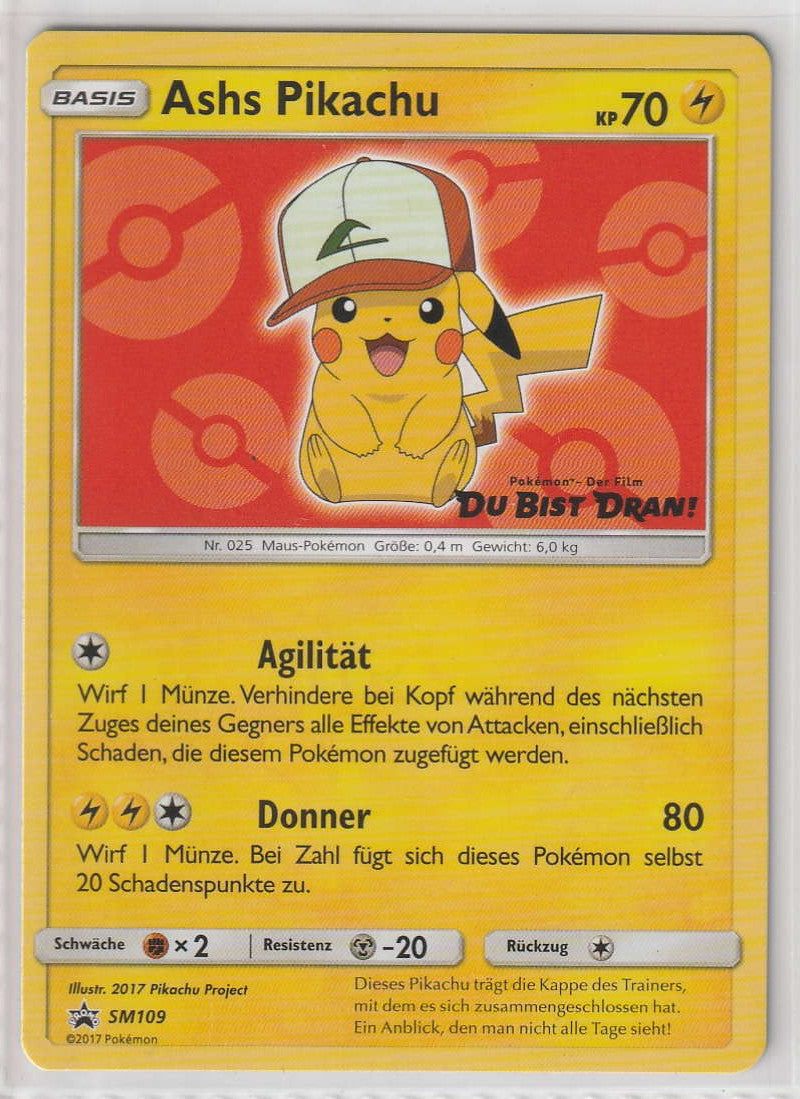 Ashs Pikachu SM109 Film "Du bist Dran" Black Star Promo  - Deutsch - Near Mint