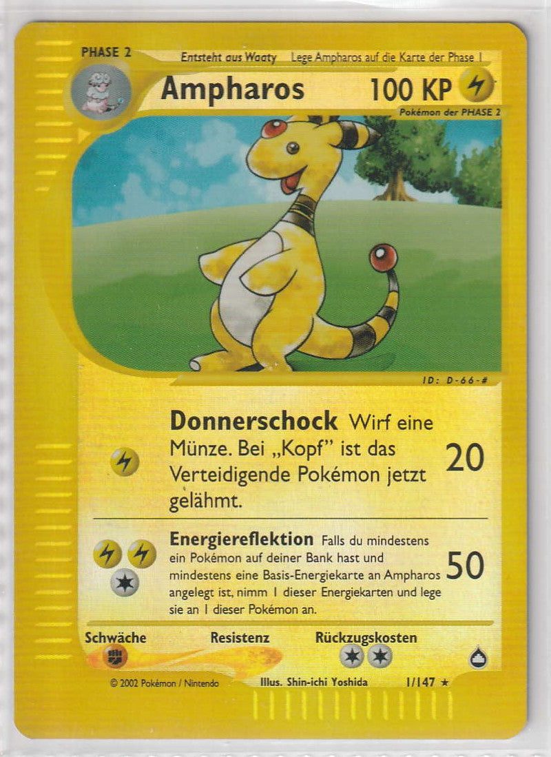 Ampharos Reverse Holo 1/147 Aquapolis - Deutsch - Near Mint