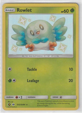 Rowlet Bauz SV2/SV94 Hidden Fates Shiny - Englisch - Near Mint