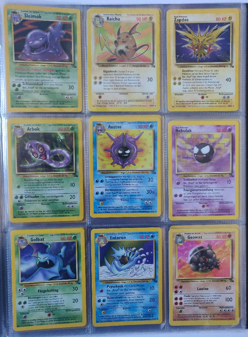 Fossil Master Set Pokemon Sammlung Basis 62/62 Komplett Deutsch - Englisch
