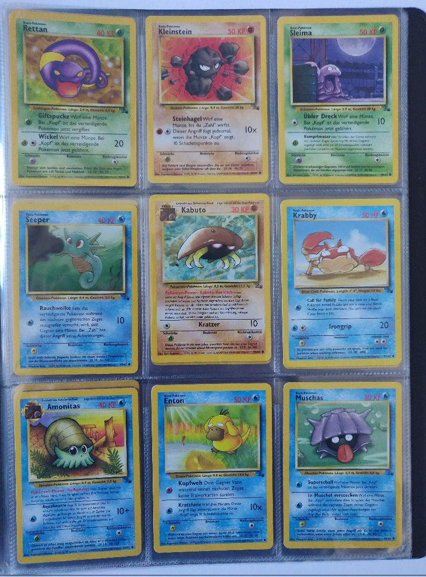 Fossil Master Set Pokemon Sammlung Basis 62/62 Komplett Deutsch - Englisch