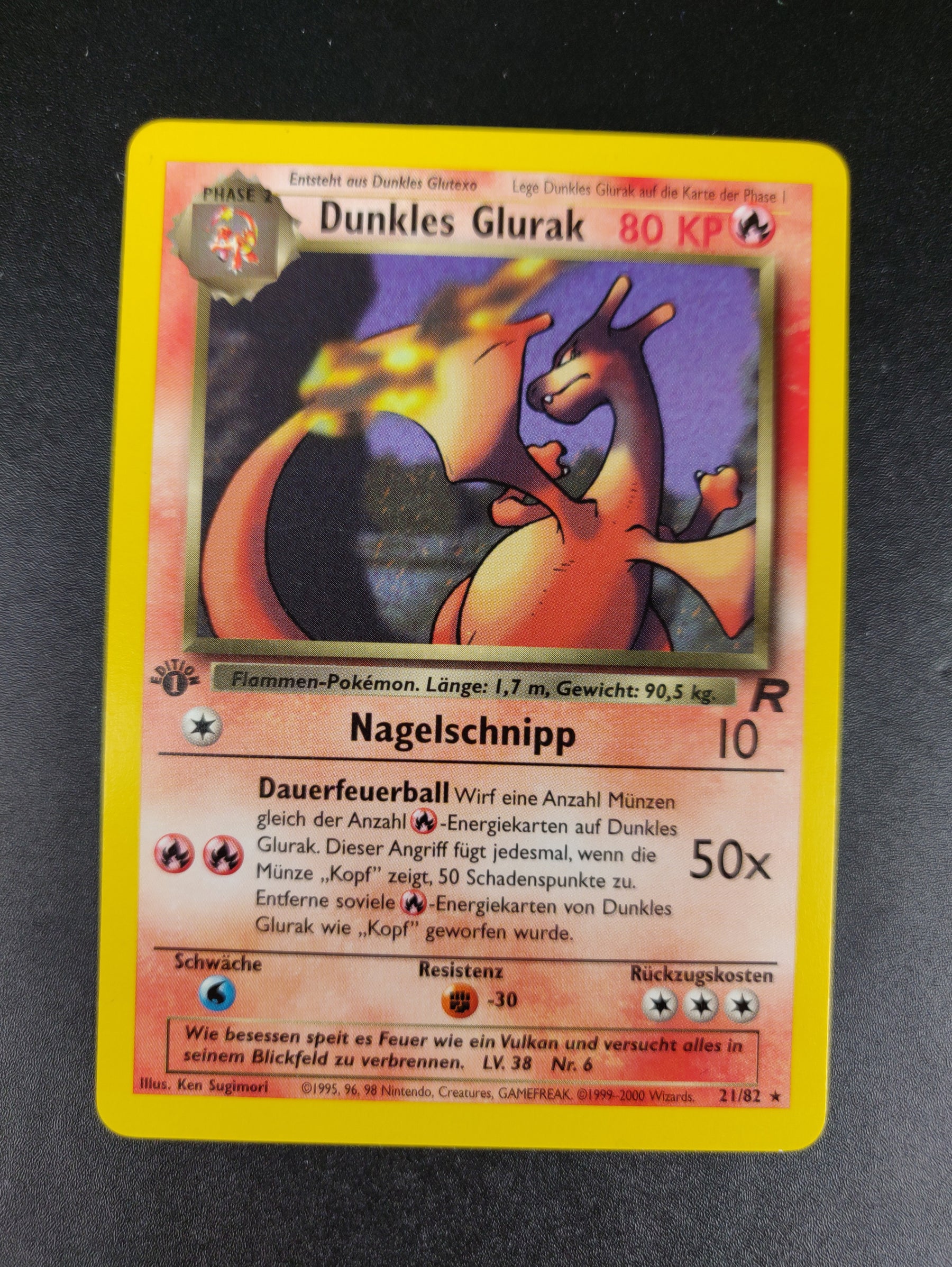 Dunkles Glurak 1 Edition (Rare) 21/82 Team Rocket - Deutsch - Near Mint