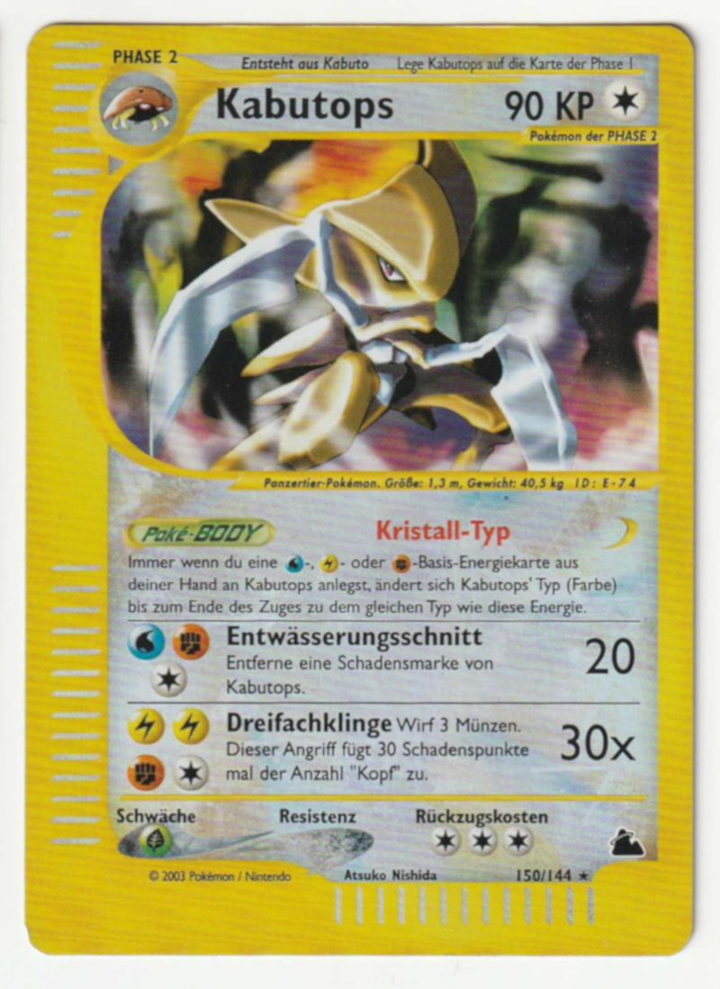 Kabutops  Reverse Holo 150/144 Skyridge - Deutsch - Near Mint