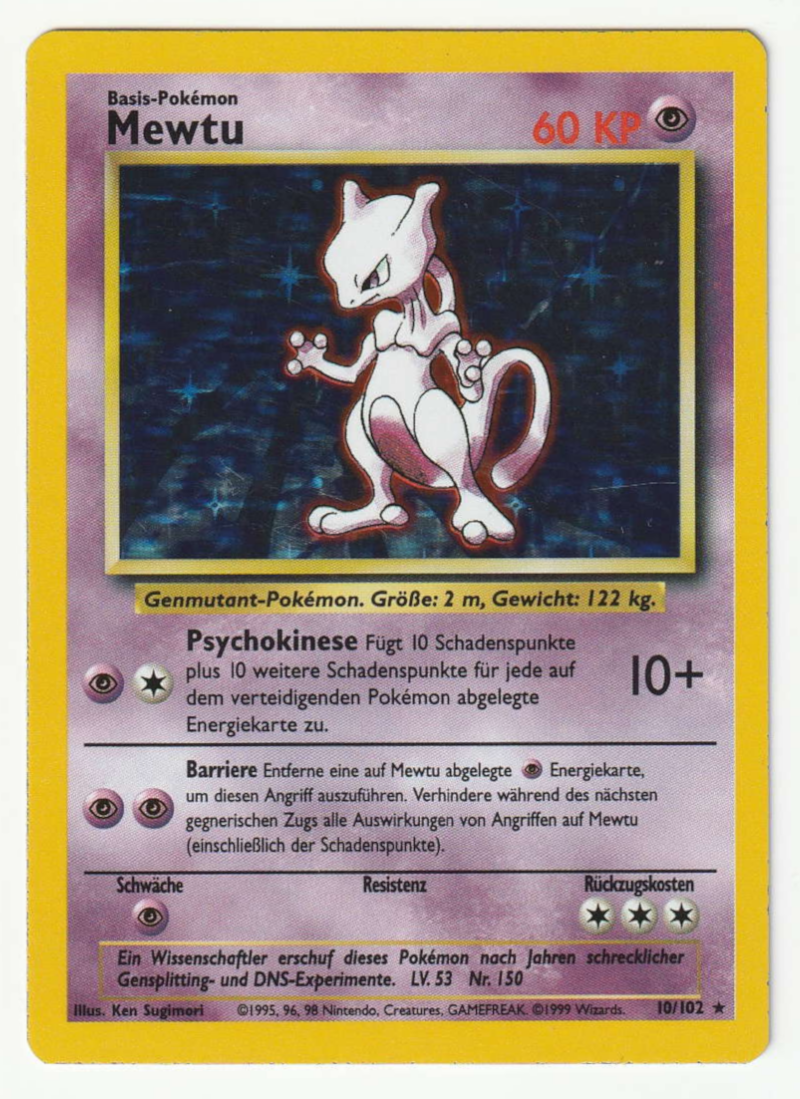 Mewtu Holo 10/102 Base Set - Deutsch - Good*